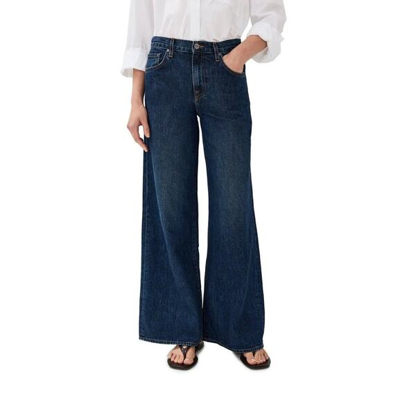 TWP Tiny Dancer Rigid Mid-Rise Wide-Leg Jeans Dark Wash - 25